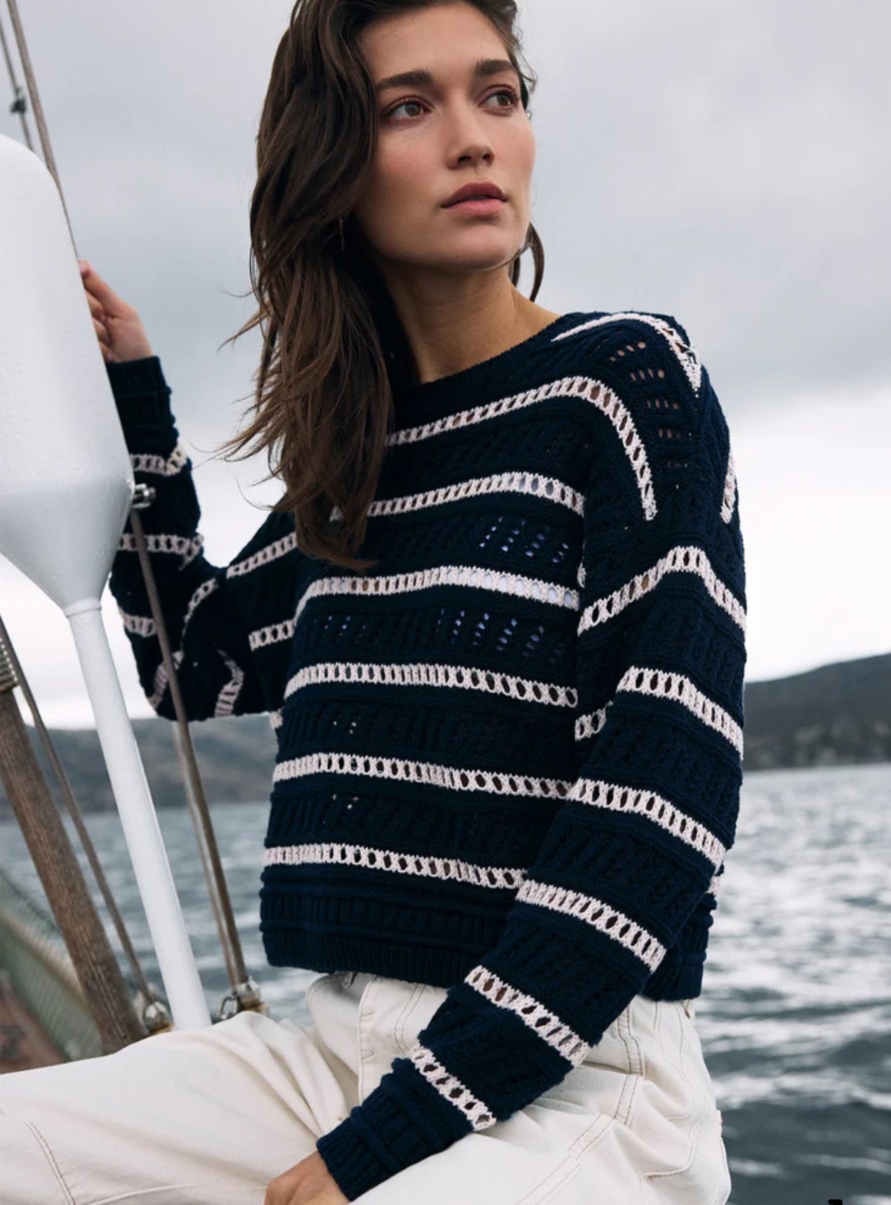 Estero Stripe Cropped Midweight Sweater