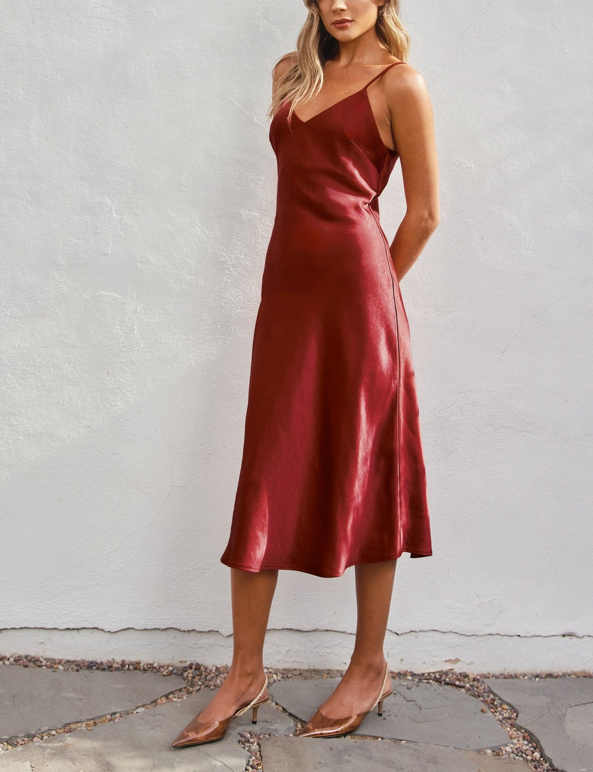 Satin Bias Cut Slip Dress