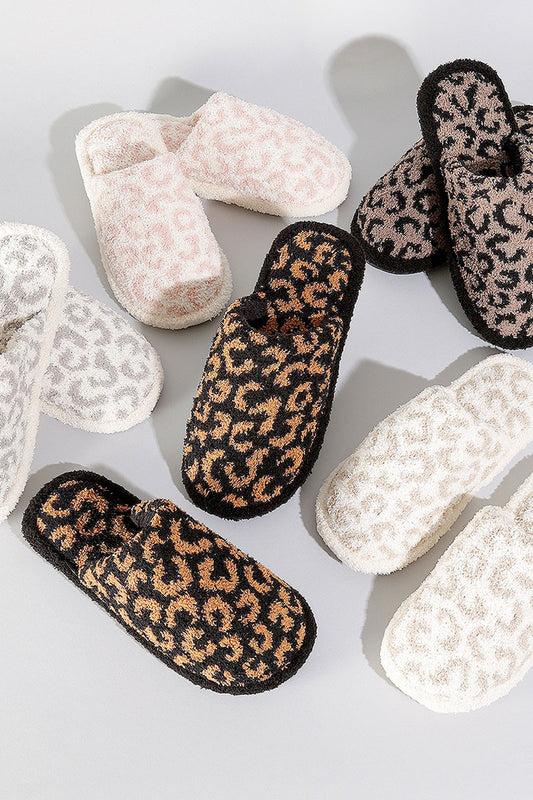 Winter Leopard Fuzzy Slippers