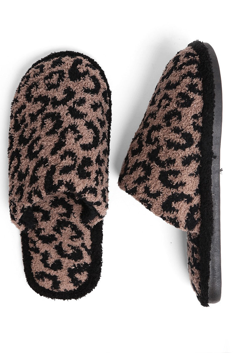 Winter Leopard Fuzzy Slippers