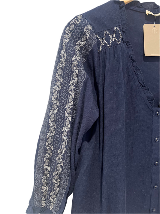Nikki Long Sleeve Button Front Top