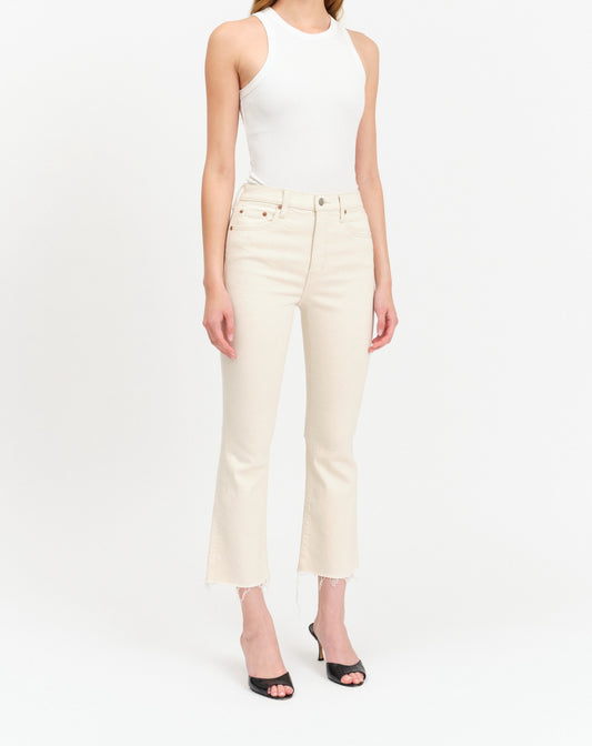 Shy Girl Crop Flare in Raw Cut By Daze Denim