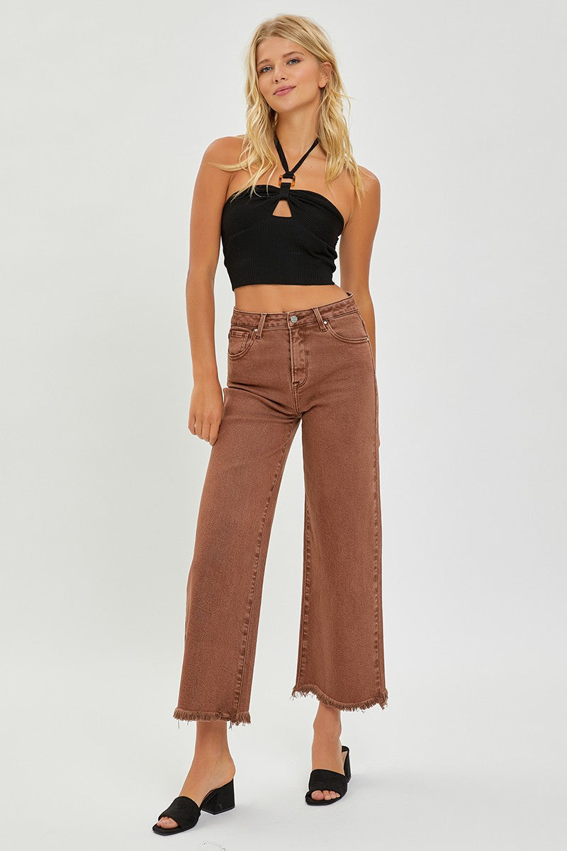 Espresso Tummy Control High Rise Wide Jeans