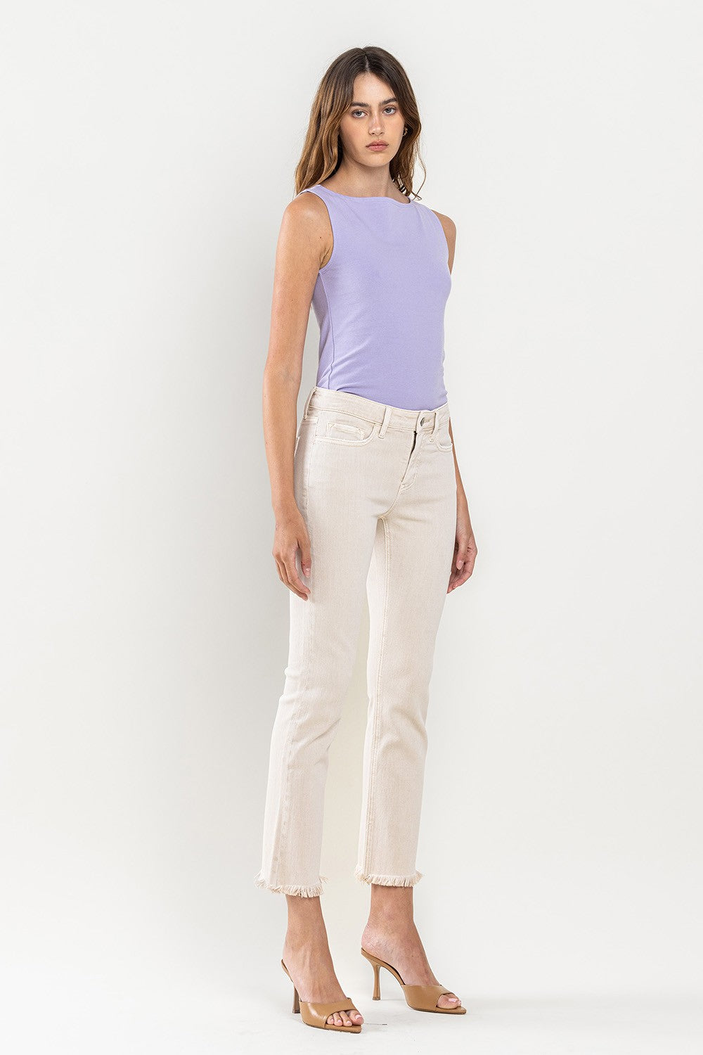 Melissa Mid Rise Crop Straight Jeans by Vervet