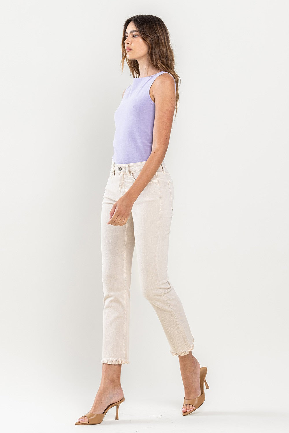 Melissa Mid Rise Crop Straight Jeans by Vervet