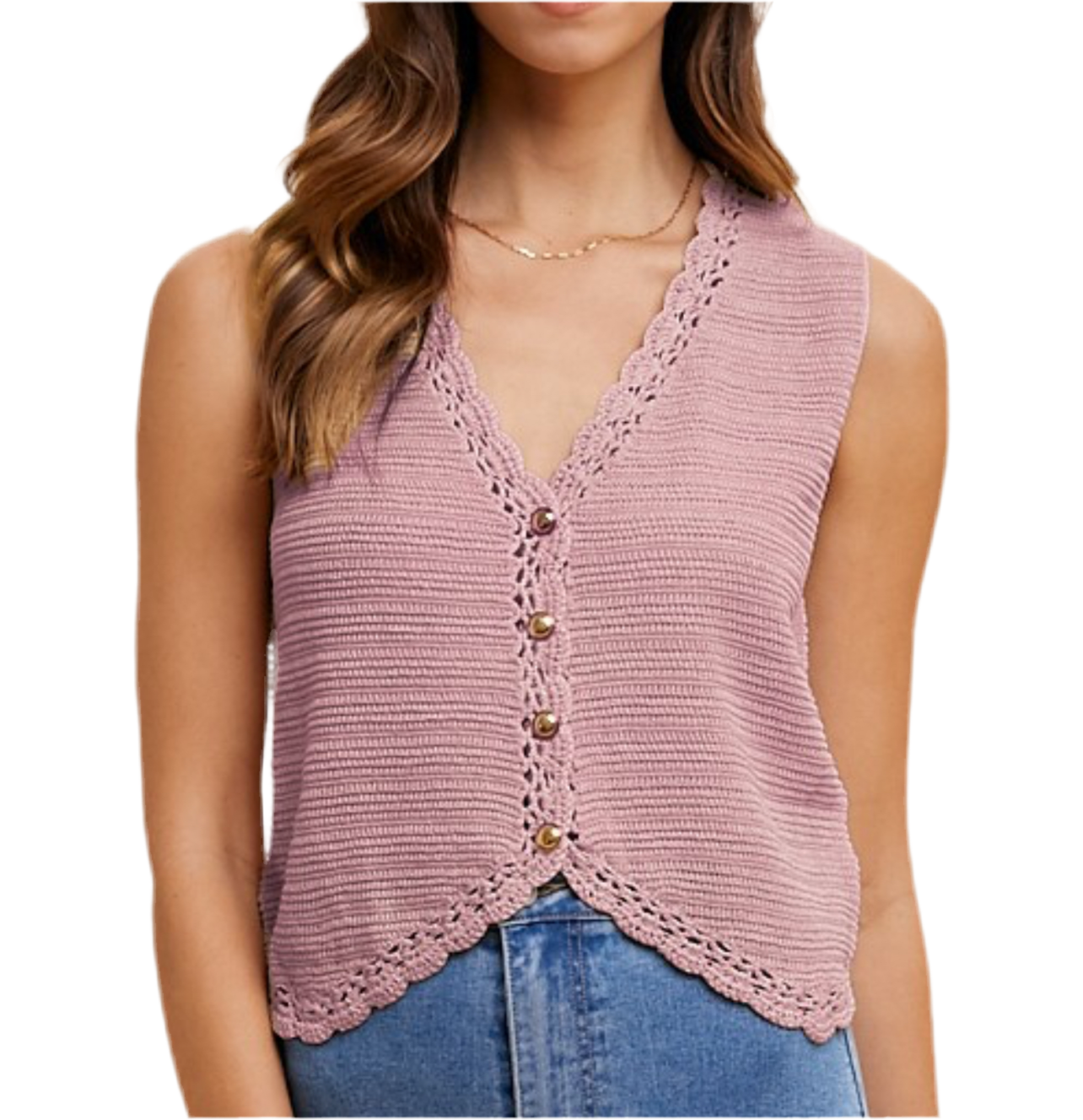 Cher Crochet Trimmed Button Down Sweater