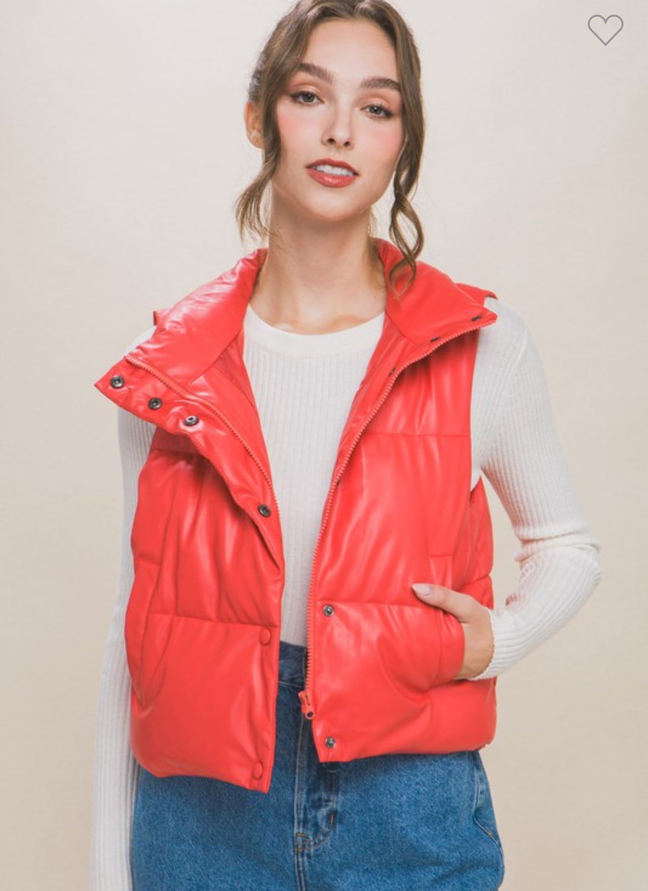 PU Faux Leather Padded Vest