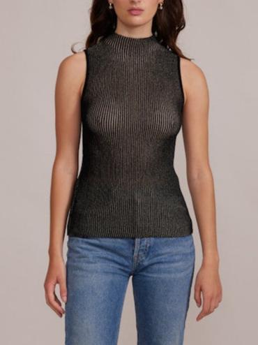 Gyda Shimmery Sleeveless Mockneck Top