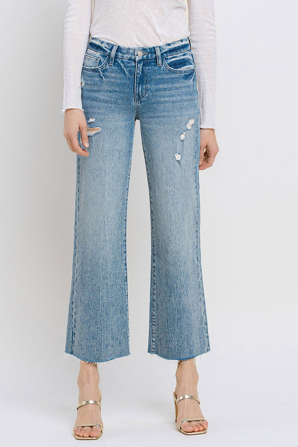 Mid Rise Crop Wide Leg Jeans by Vervet