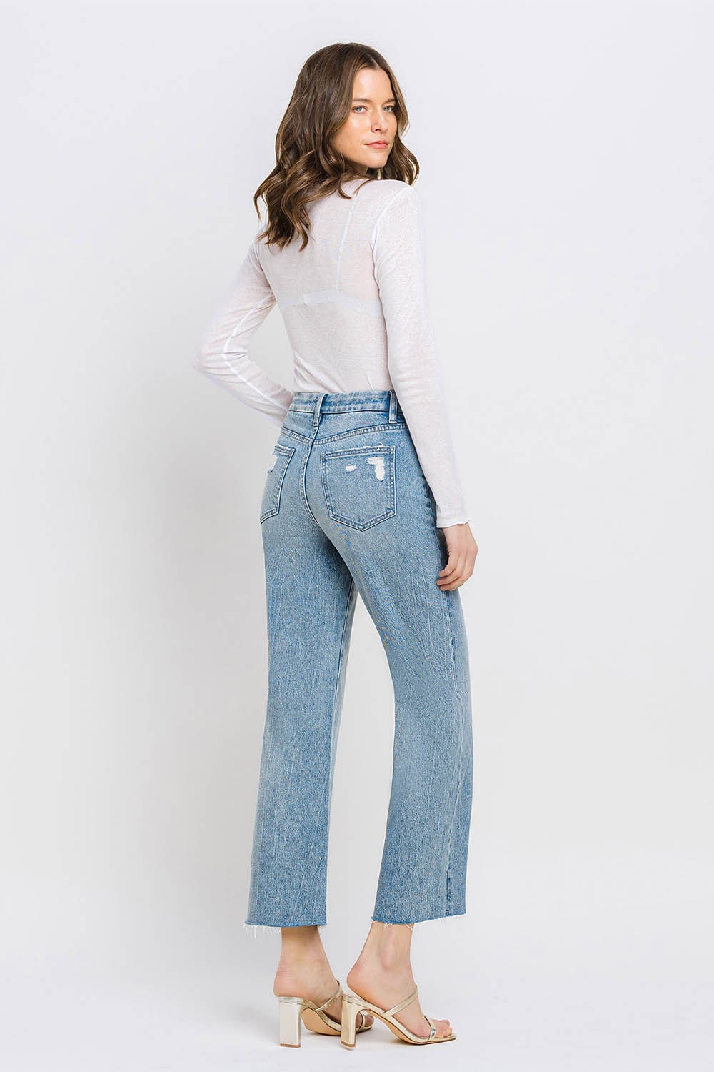 Mid Rise Crop Wide Leg Jeans by Vervet