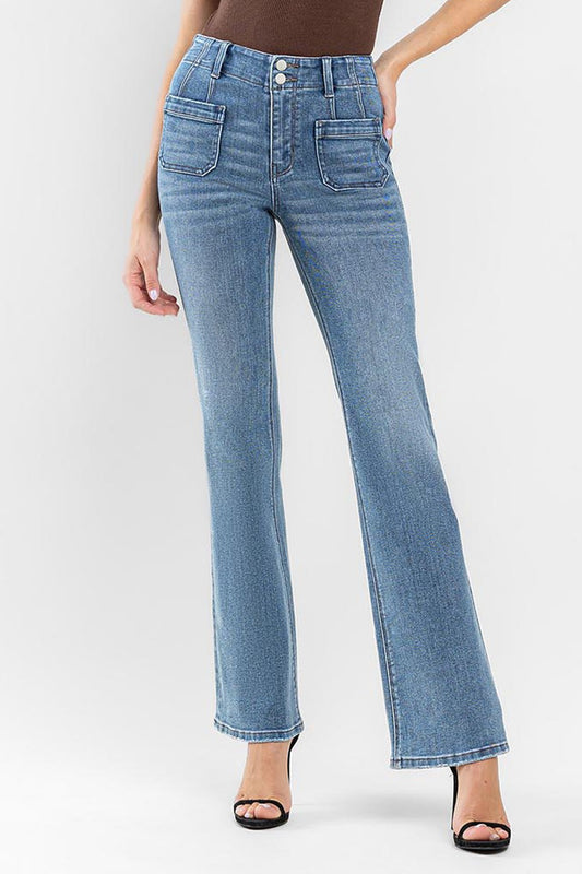 High Rise Front Pocket Flare Jean