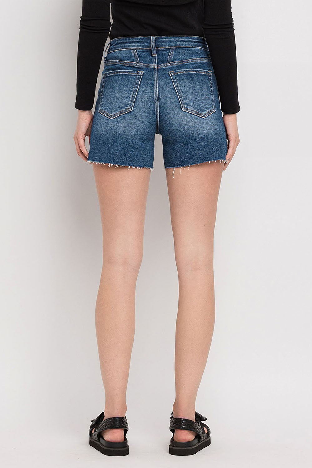 High Rise Patched Button Fly Shorts by Vervet