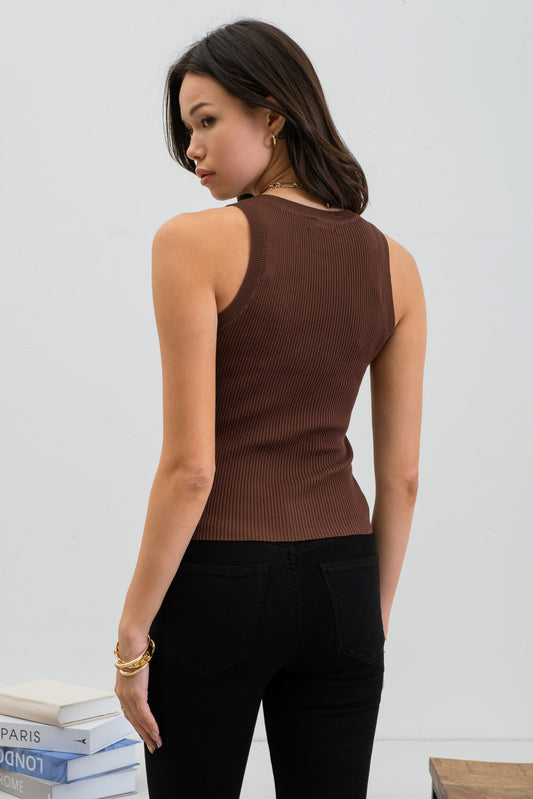 Kennedy Round Neck Sweater Knit Tank Top