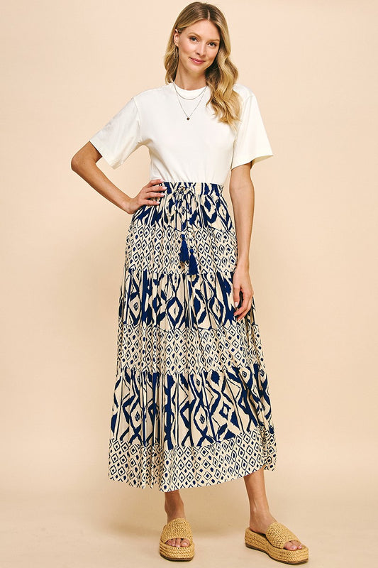 FionaGeo Print Tiered Maxi Skirt