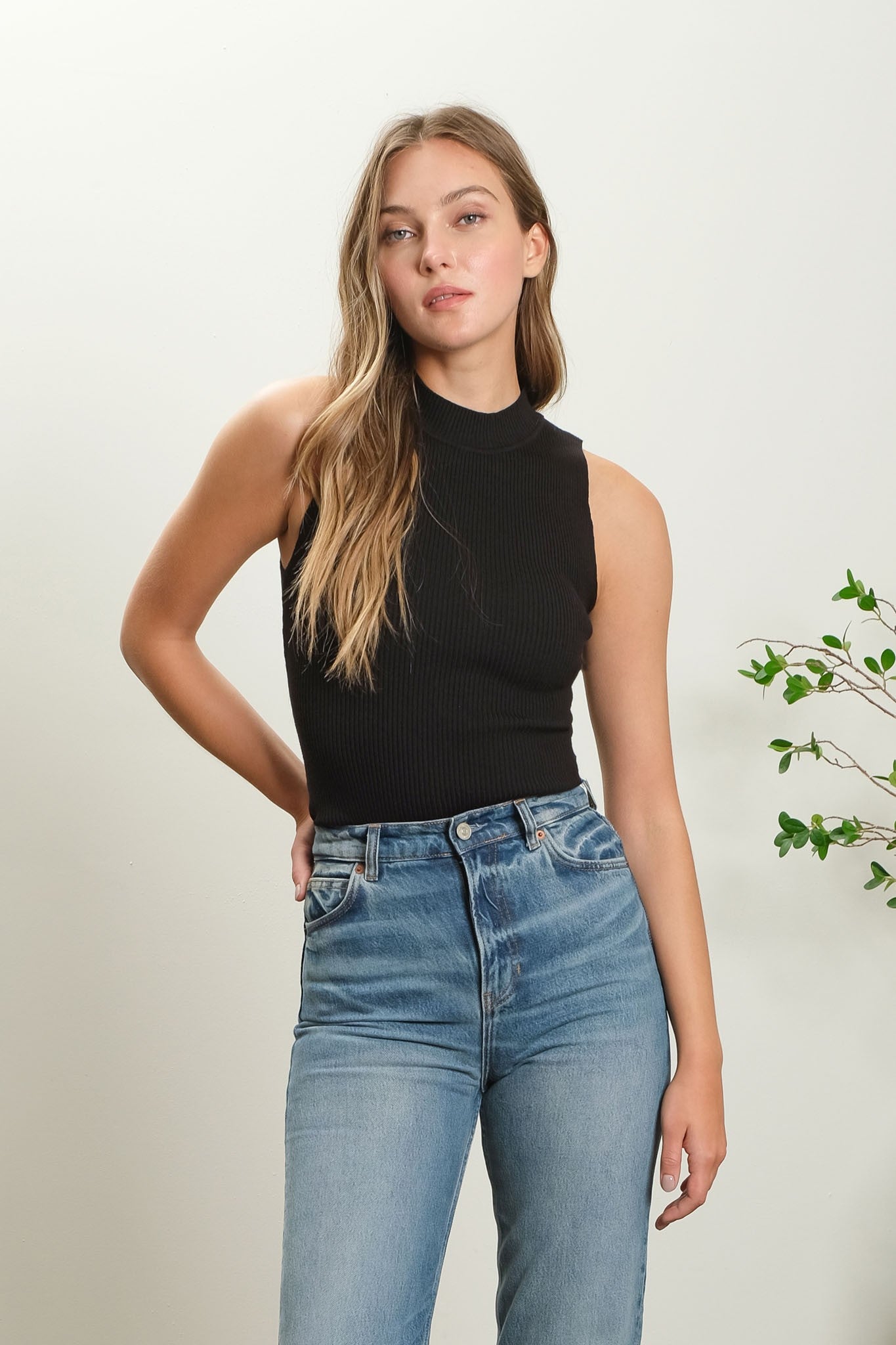 Remi Sleeveless Mock Neck Knit Top