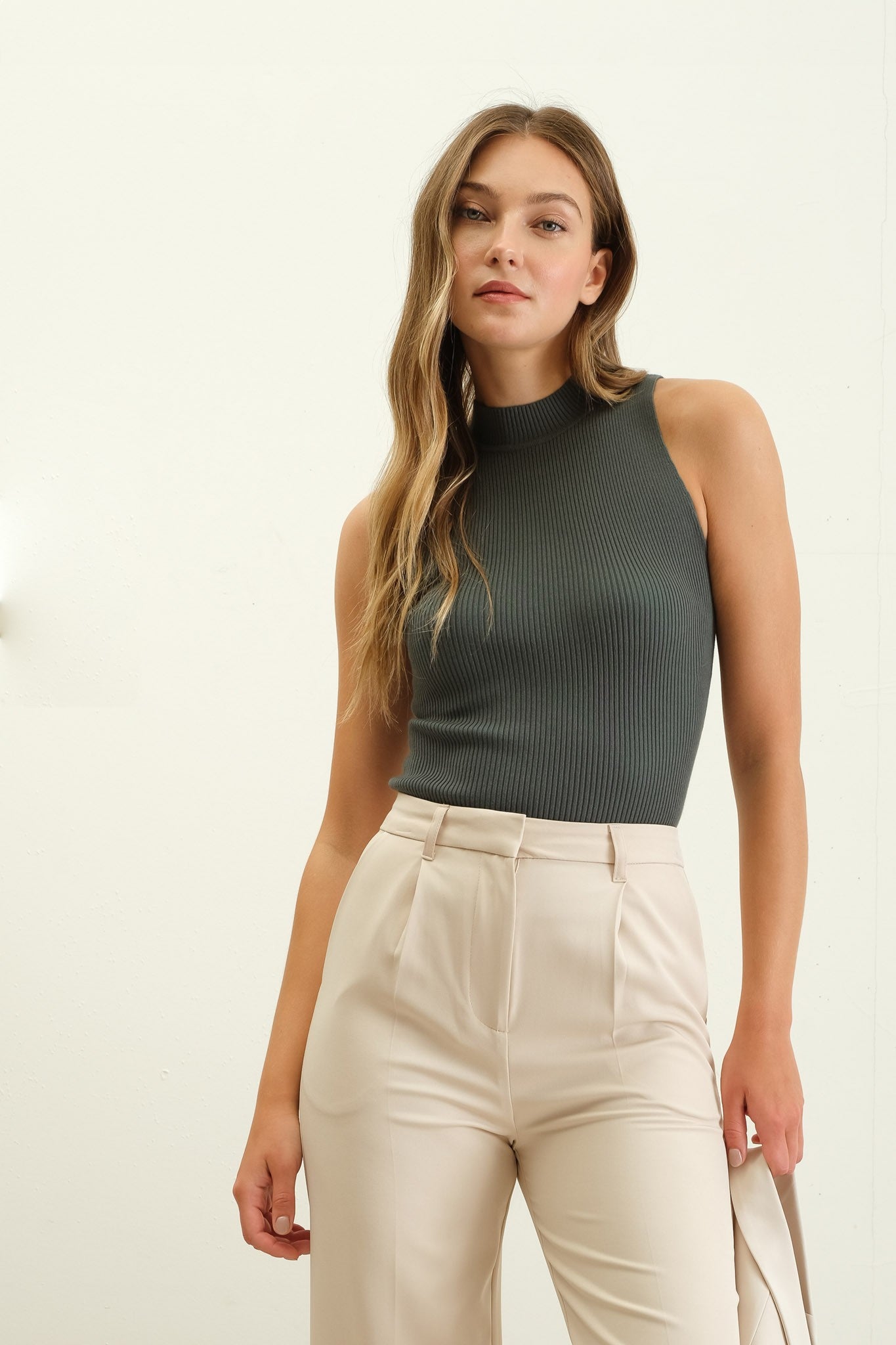 Remi Sleeveless Mock Neck Knit Top