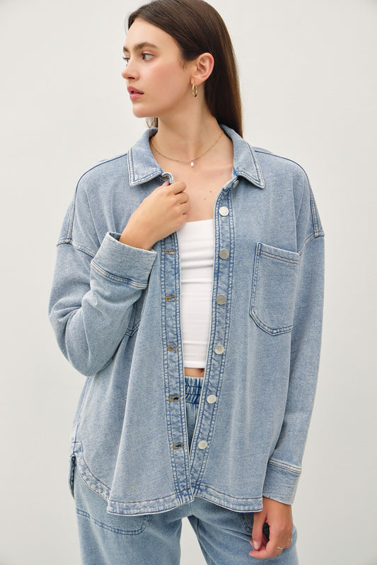 Ultra Soft Denim Wash Oversize Shacket