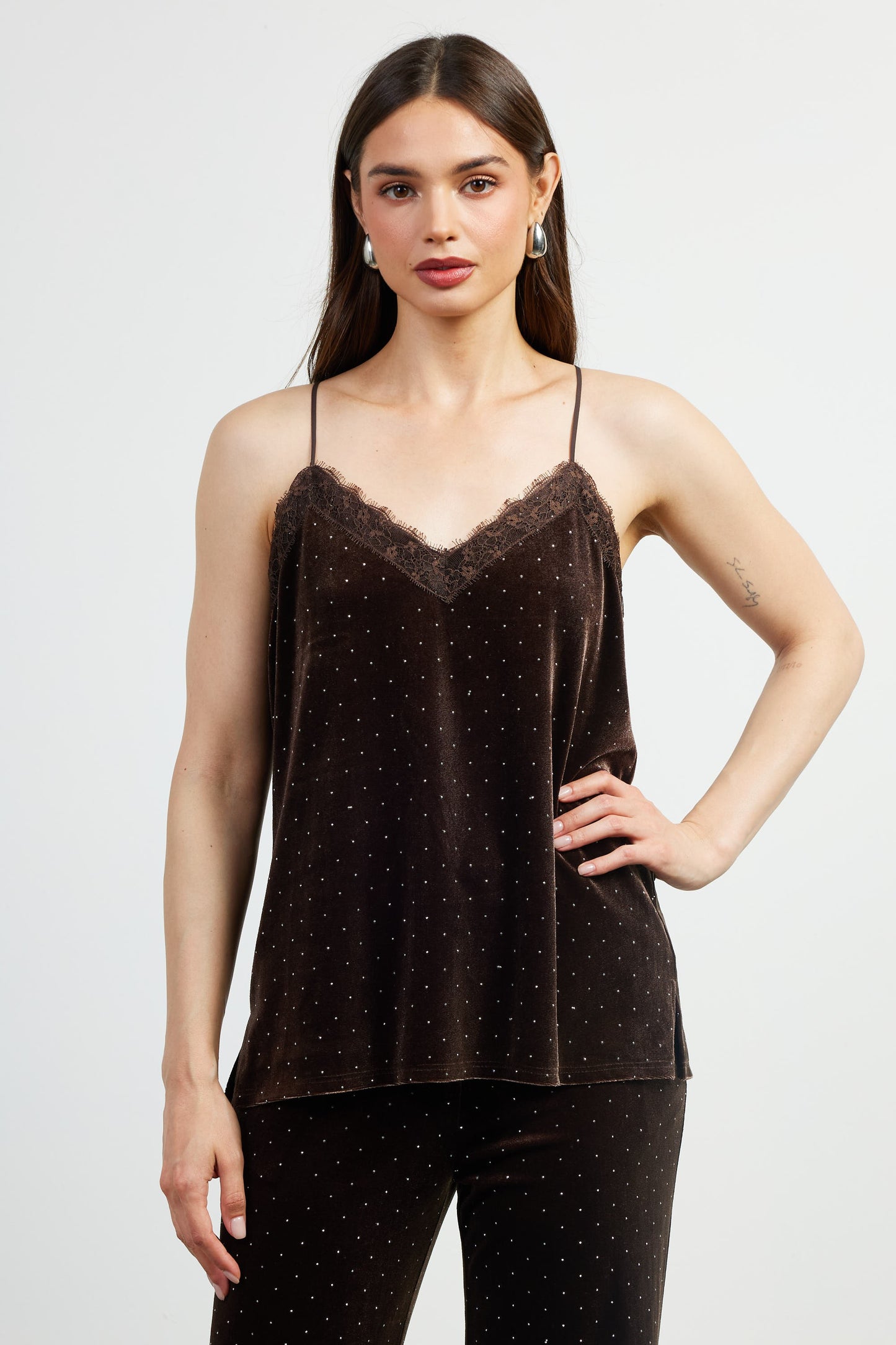 Tami Rhinestone Velvet Cami Top