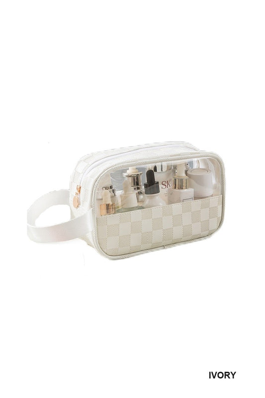 Checkered Monogram Clear Cosmetic Bag