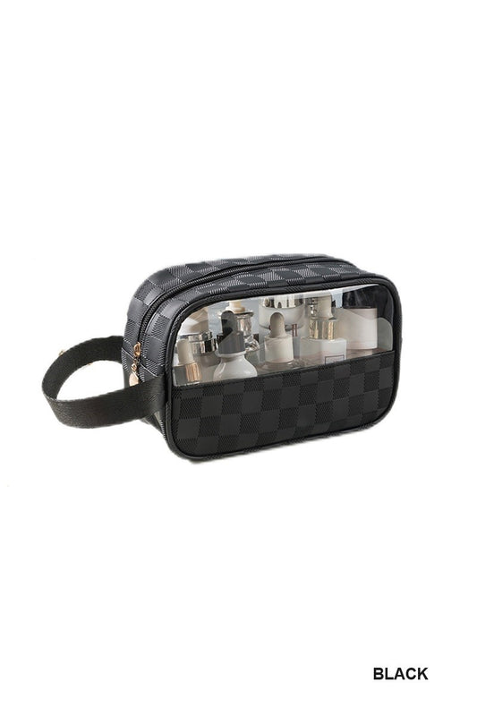Checkered Monogram Clear Cosmetic Bag