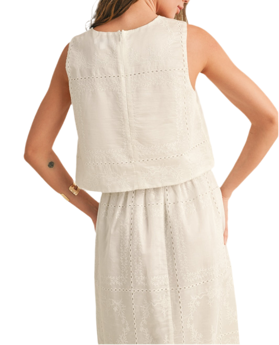 Perla-Ann Eyelet Sleeveless Top