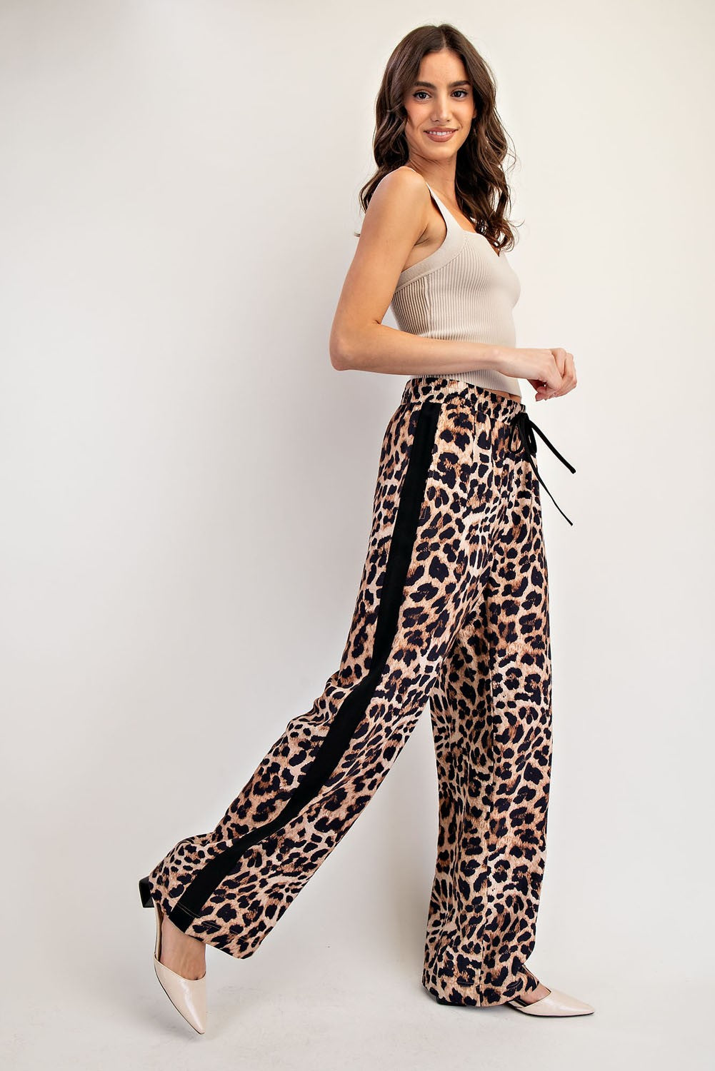 Beth Leopard Side Line Track Pants