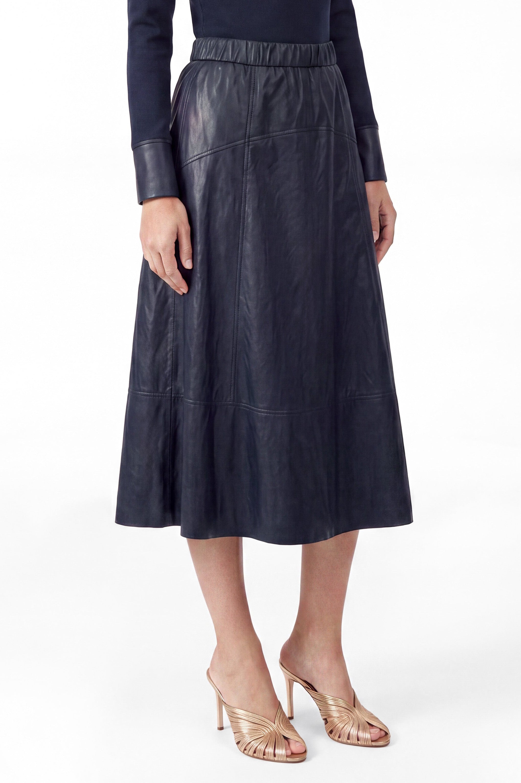 Gigi Faux Leather A-line Midi Skirt