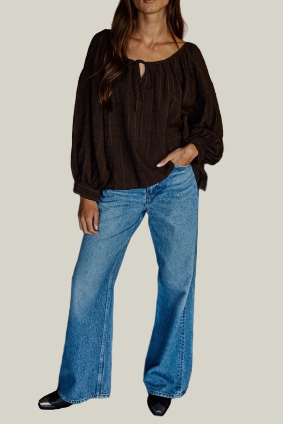 Cecilia Long Sleeve Front Tie Top