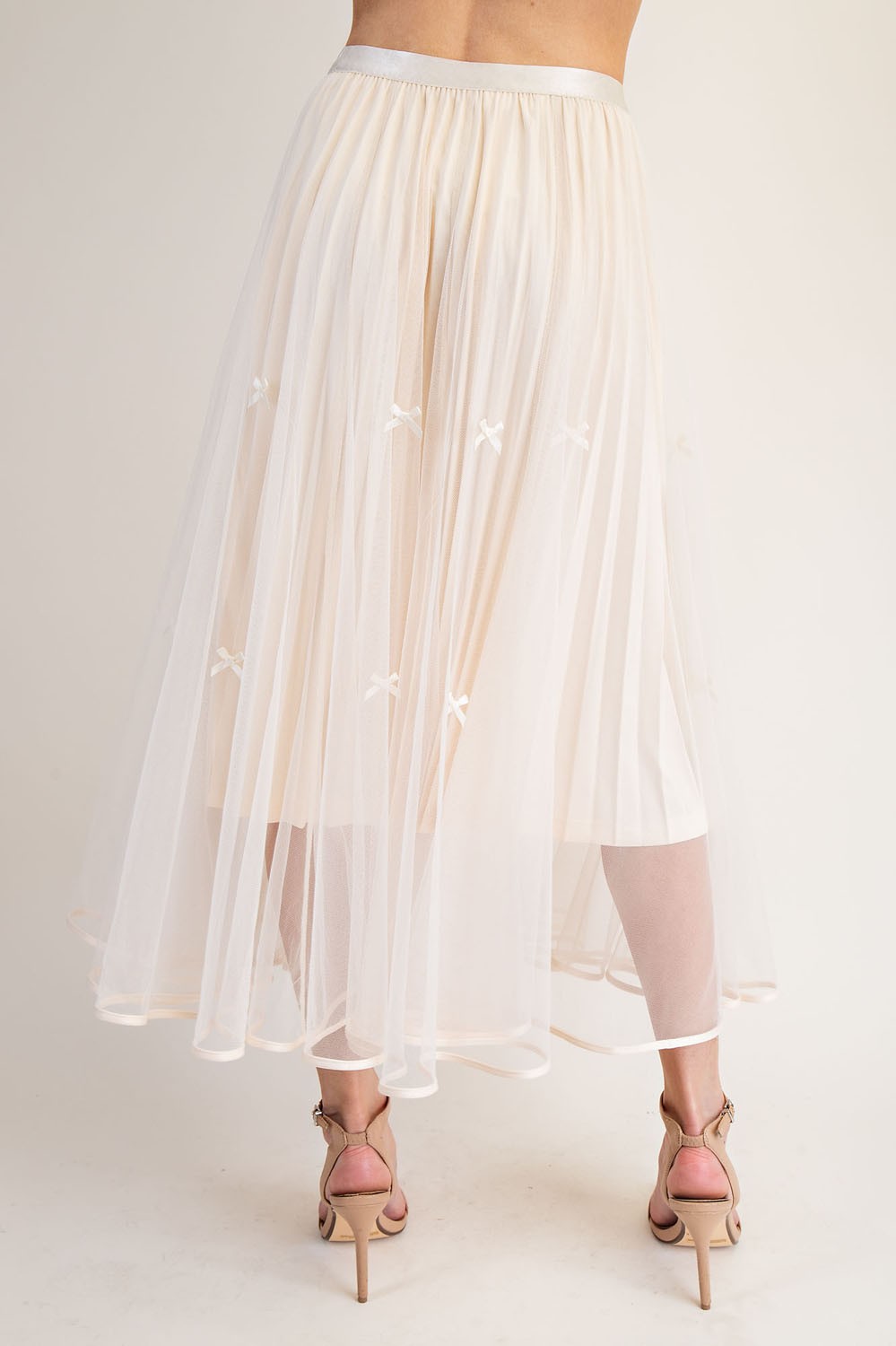 Dreamy Bow Detail Double Layered Mesh Skirt
