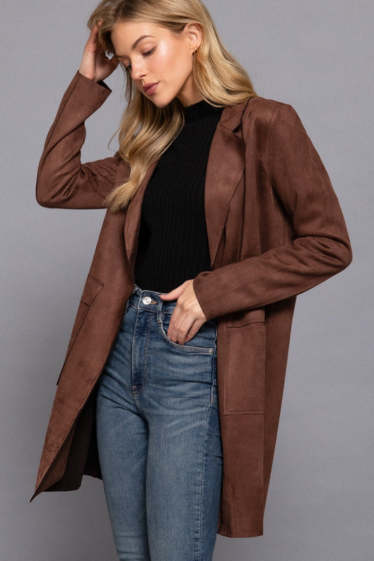 Nora  Big Collar Faux Suede Jacket