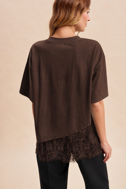 Vivienne Lace Asymmetrical Hem Tee