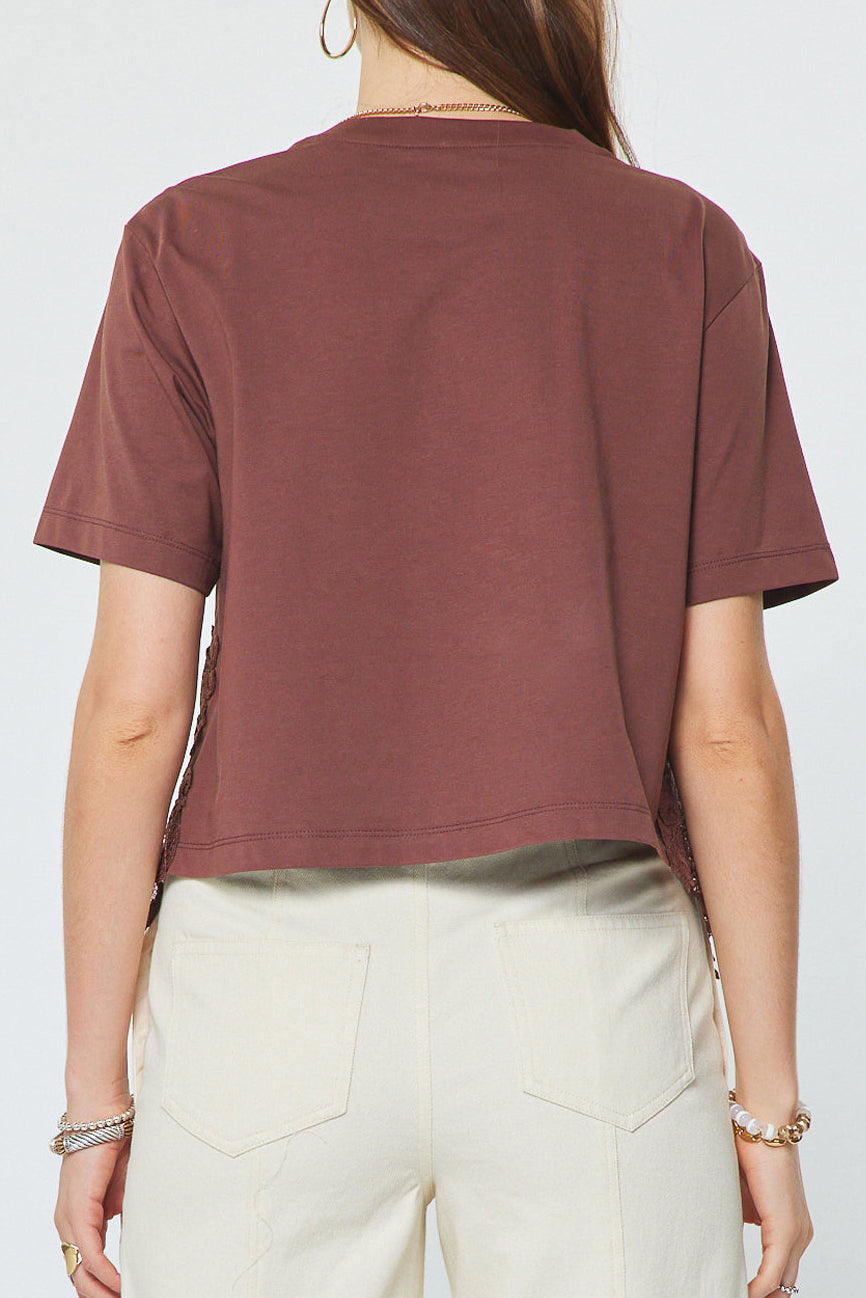 Presley Lace Hem Cropped Top