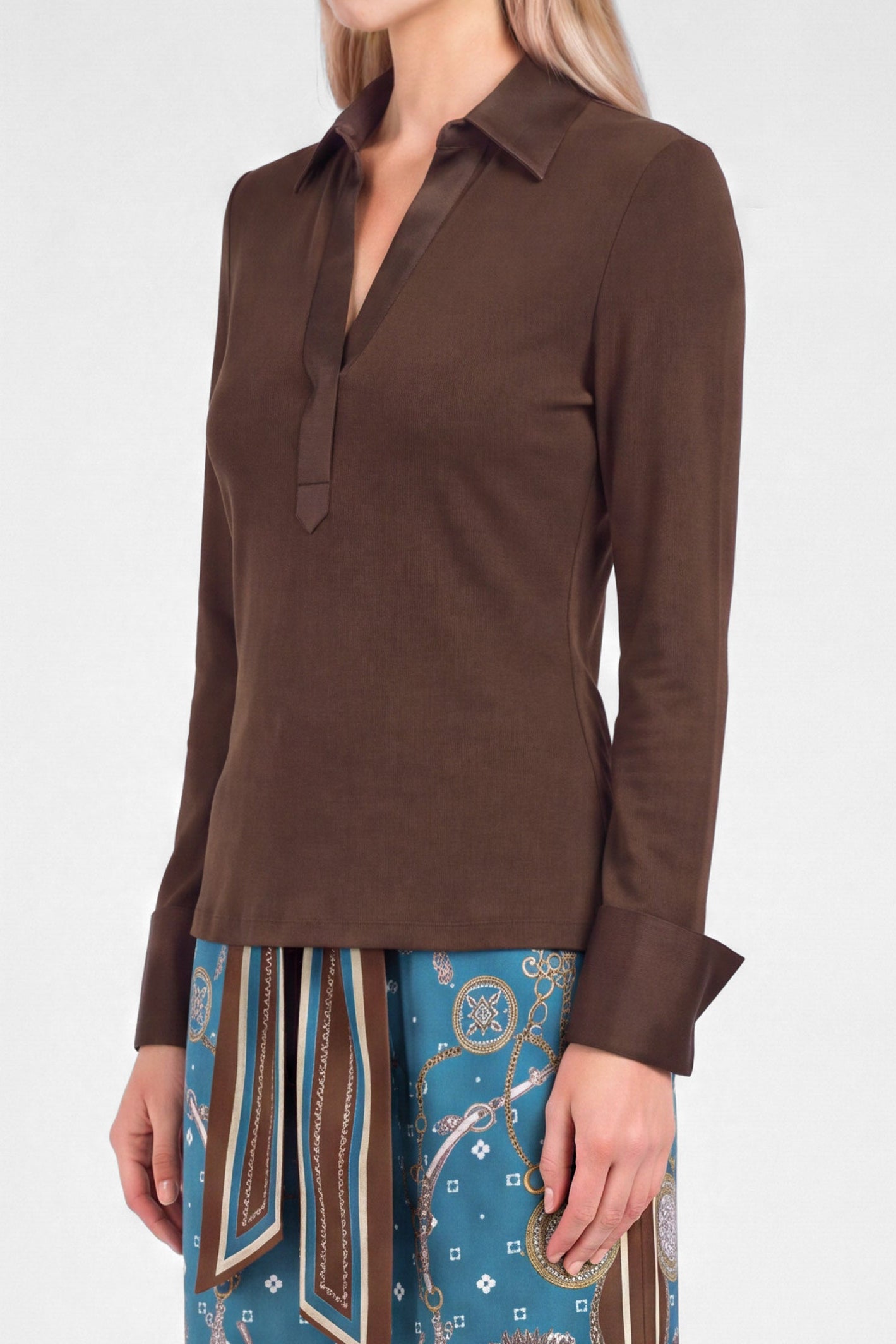 Lizzy Ribbed Knit Collared Top