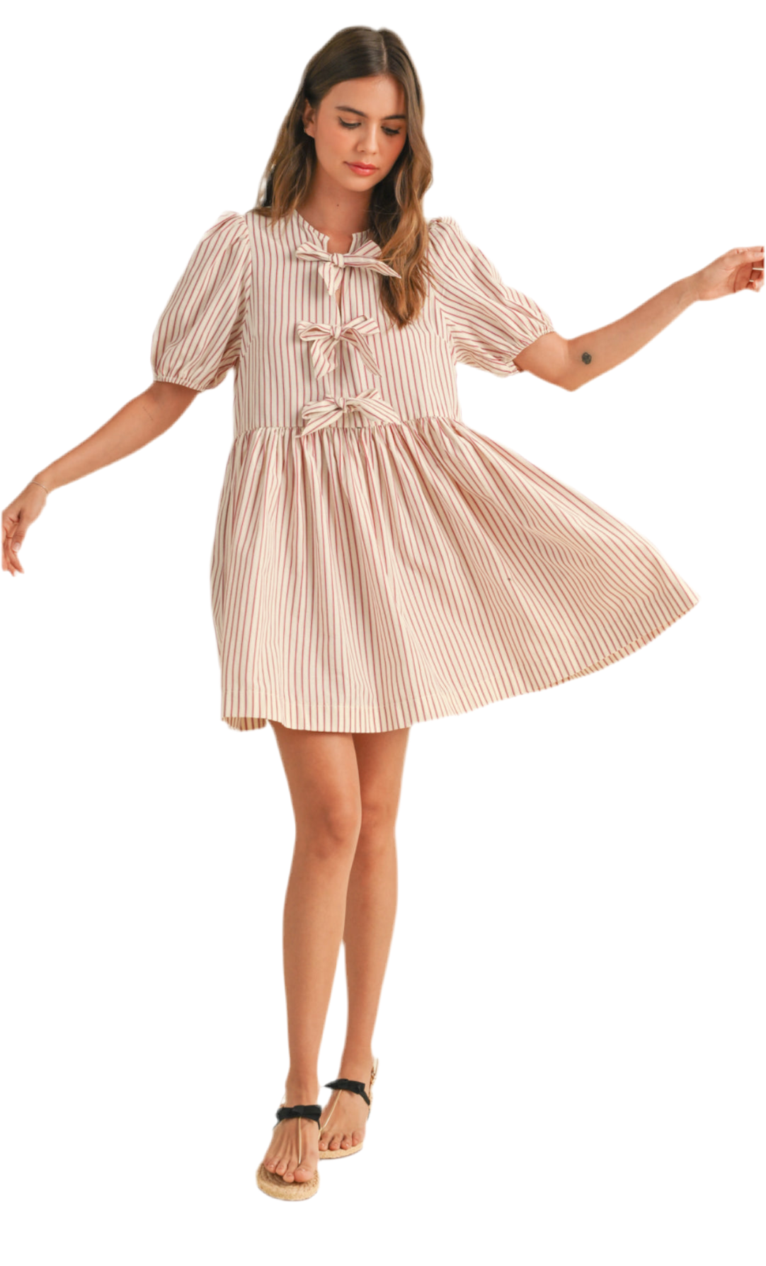 Paris Striped Bow Short Dress