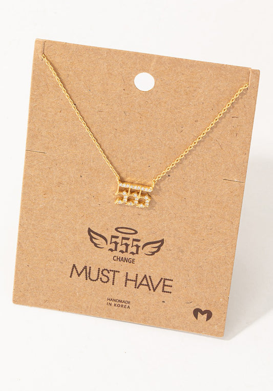 Pave 555 Angel Number Pendant Necklace