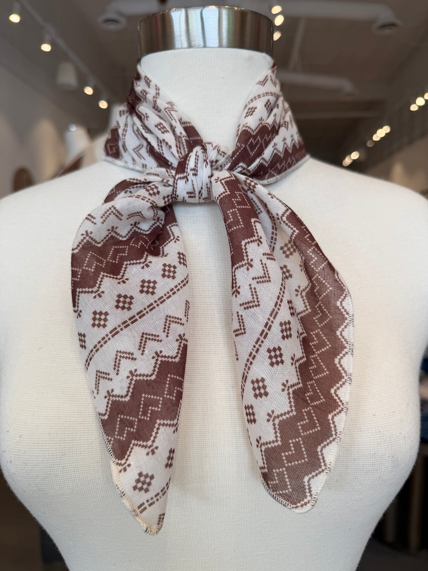 Birdie Cotton Linen Print Square Scarf