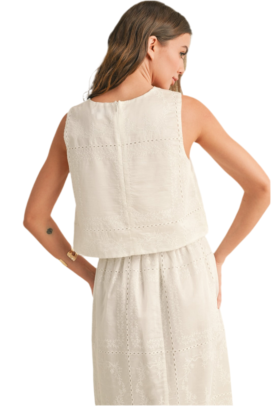 Perla-Ann Eyelet Sleeveless Top