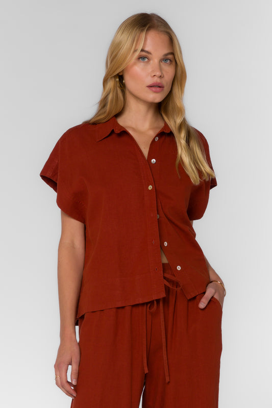 Waverly Short Sleeve Button Up Top By Velvet Heart