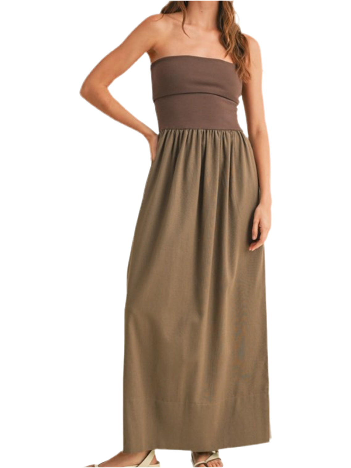 Coco Linen With Ribbed Knitted Top Combo Maxi Dress