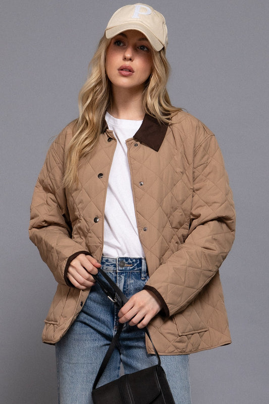 Tilly Lapel Collar Quilted Puffer Work Jacket