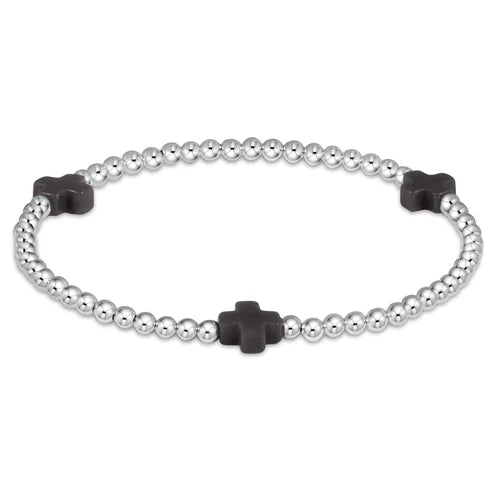 signature cross sterling pattern 3mm bead bracelet- ONYX by enewton