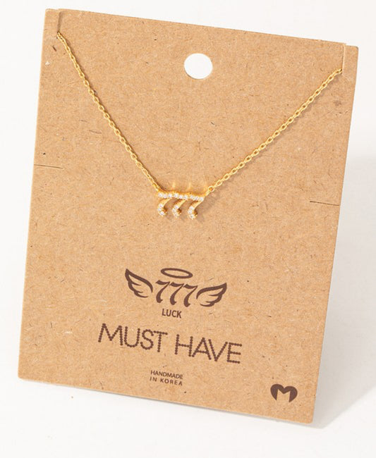 Pave 777 Angel Number Pendant Necklace