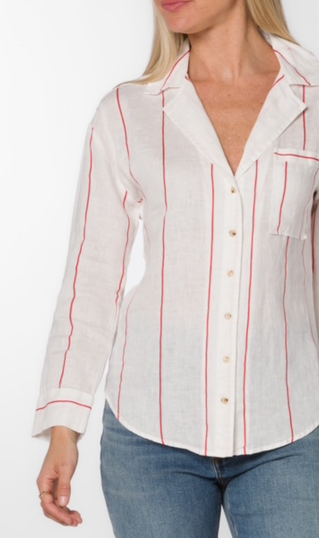 Lyla White Red Stripe Shirt By Velvet Heart