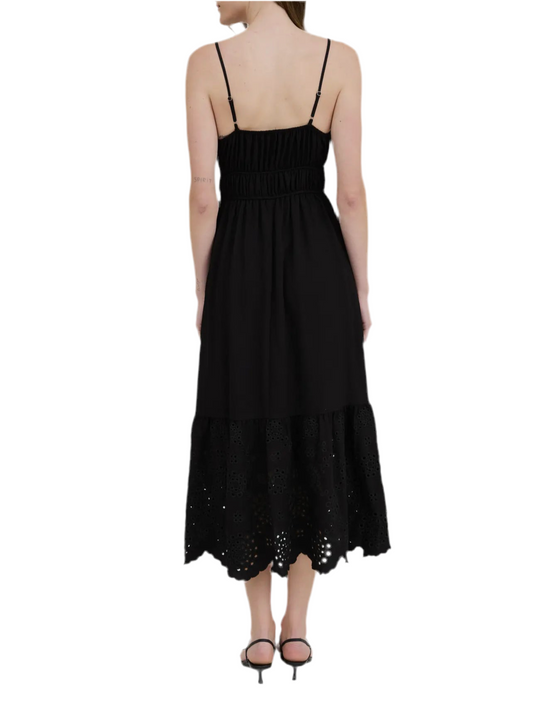 Amelia Eyelet Scallop Hem Midi Dress