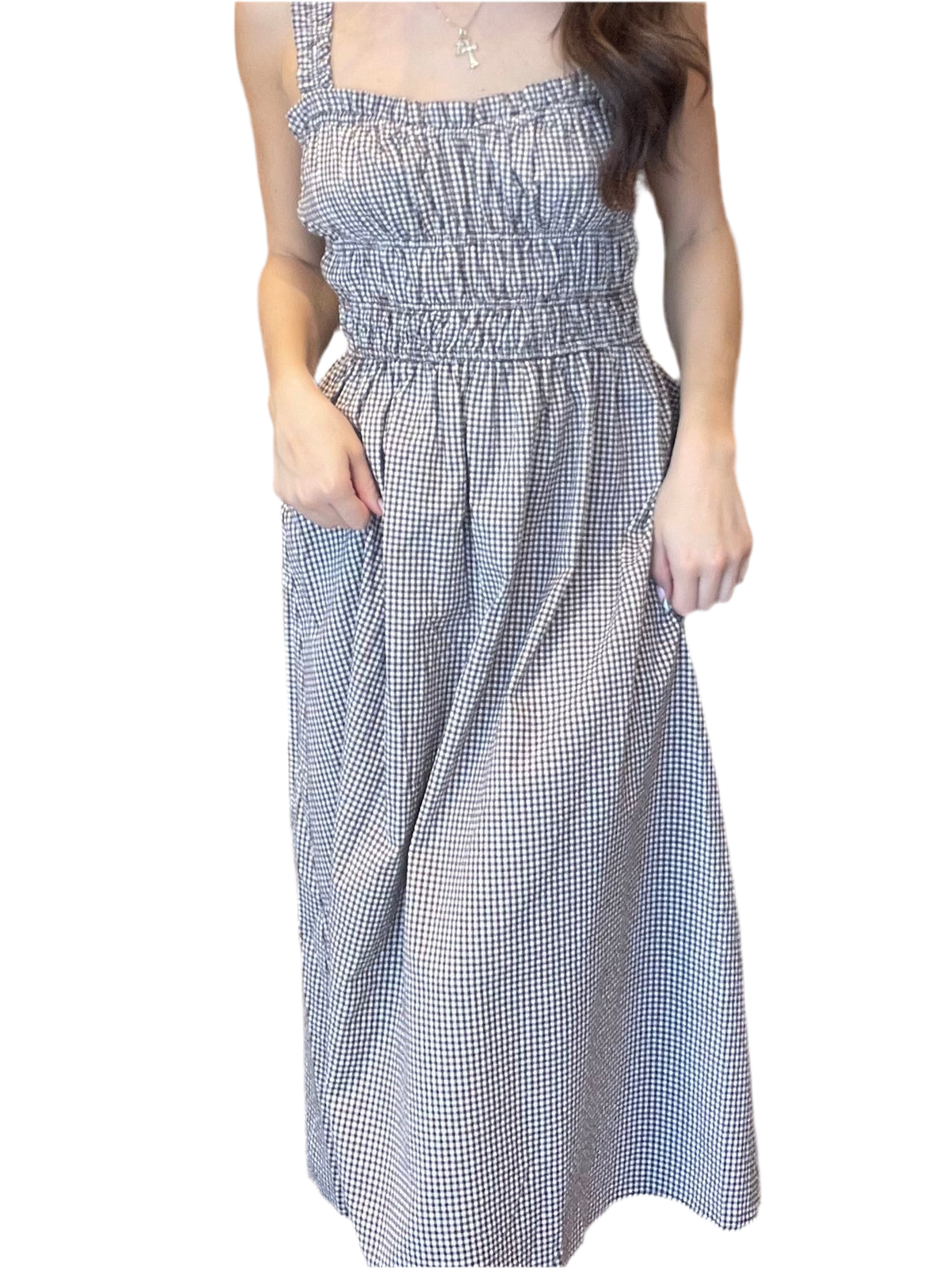 Charlene Brown Gingham Midi Dress
