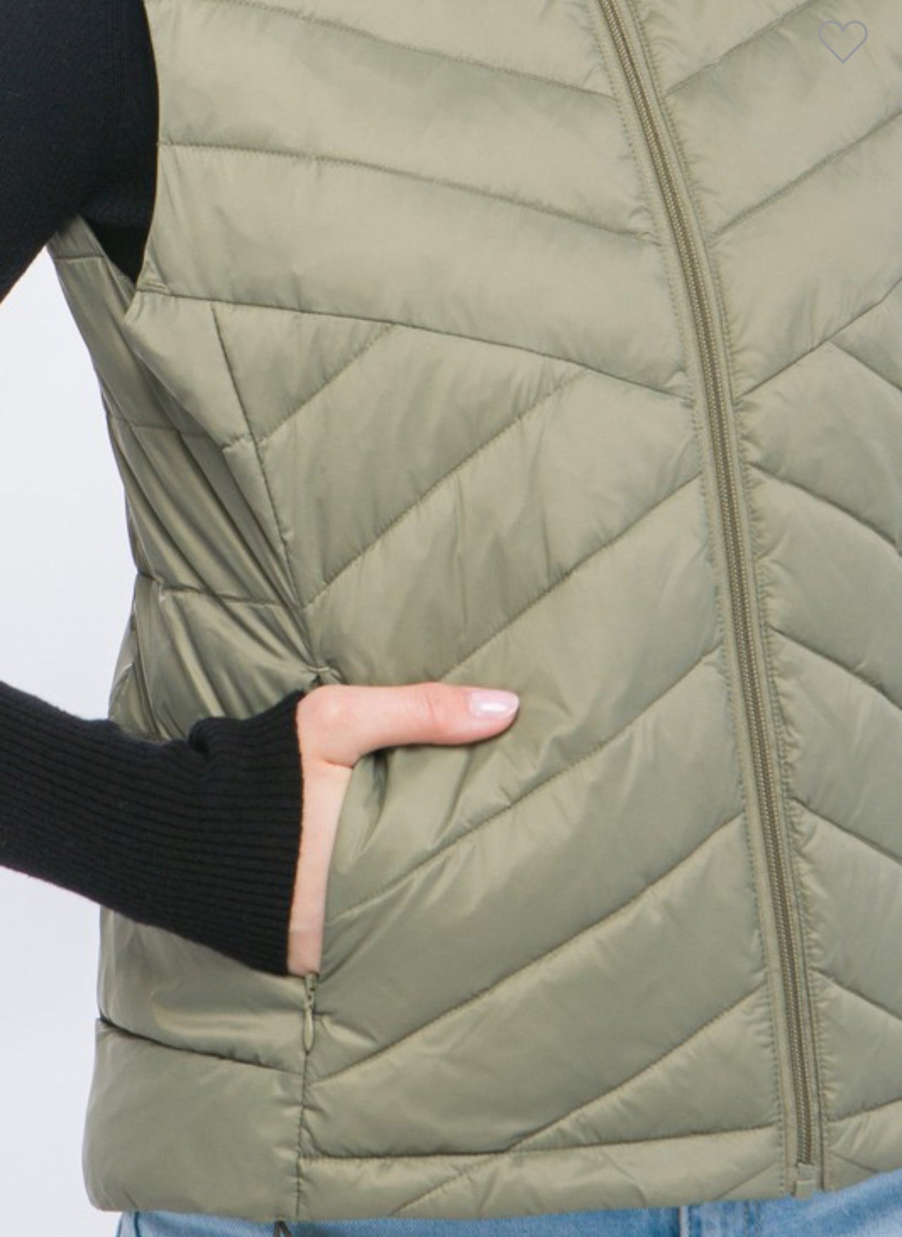 Zip Up Puffer Vest With Storage Pouch