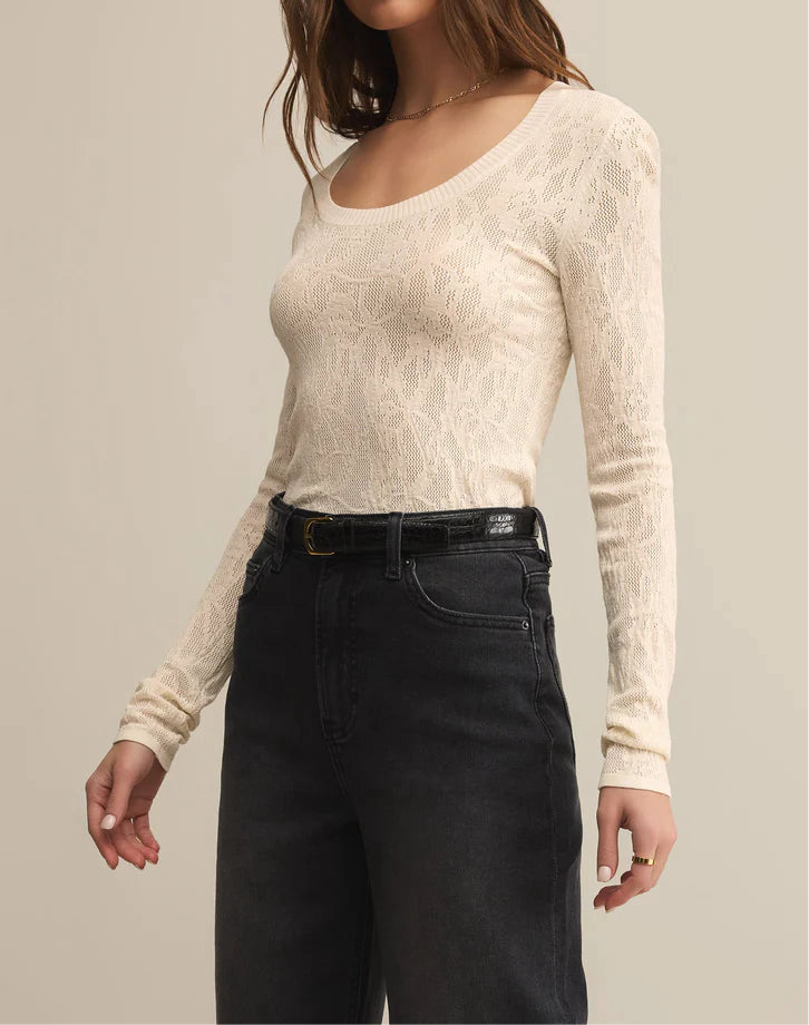 Z Supply Tibi Scoop Mesh Long Sleeve Top