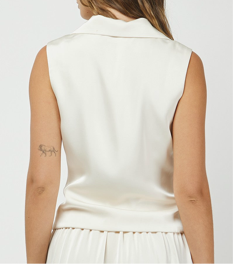 Lyra Button Down Satin Vest
