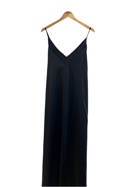 Audrina Satin Black Maxi Dress