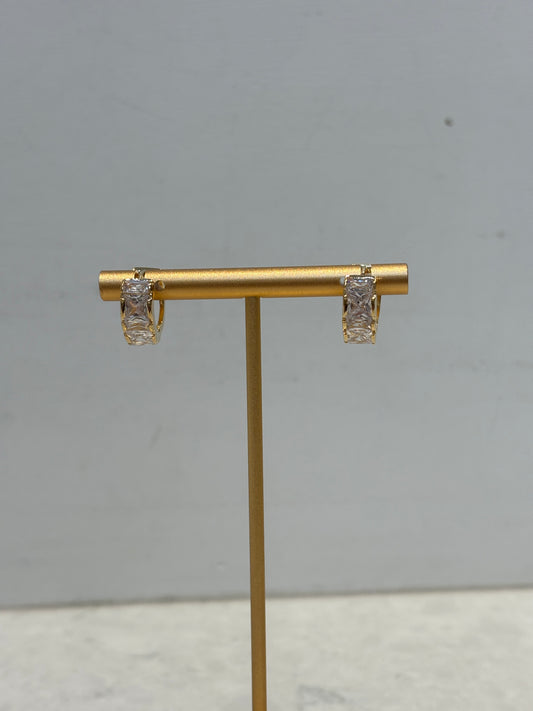 Gold Hoop with Clear Stone Earring